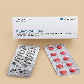 Flagon 50 Diclofenac 50mg x10u 1Tira (Unicure)	.