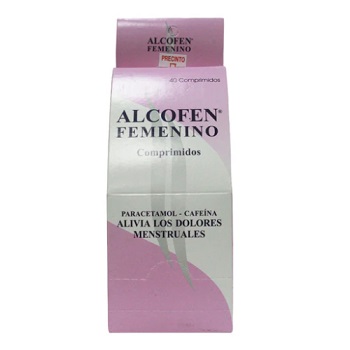 ALCOFEN FEMENINO PARACETAMOL 500MG Y CAFEINA 30MG TABLETA X4U 1TIRA