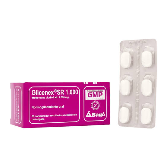 Glicenex Sr 1000Mg Metformina x1unidad Tableta (Bago caja x30-tira x6)