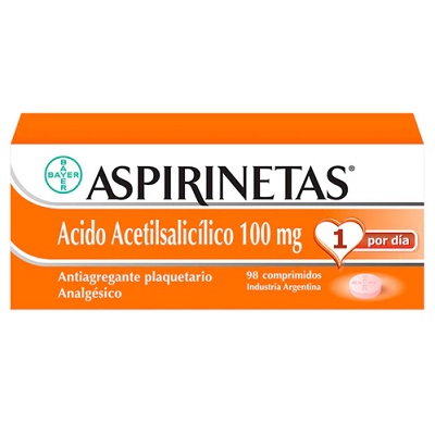 Aspirinetas Ácido Acetilsalicílico 100Mg X Tableta X14u 1Tira