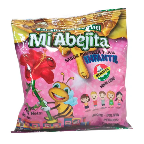Mi Abejita Infantil Caramelos Frutilla y Uva 12Caramelos x1u bolsa