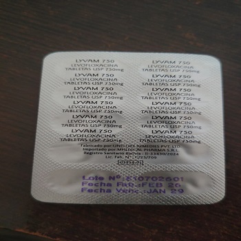 Lyvam 750 Levofloxacina x1unidad tab (Unicure caja x100 - Tira x10u)