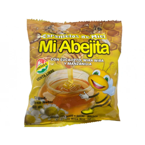 Mi Abejita Caramelos Eucalipto wira y Manzanilla 12Caramelos x1u bolsa