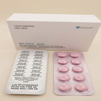 Ibusec 400 Ibuprofeno 400mg x10u 1Tira (Unicure)