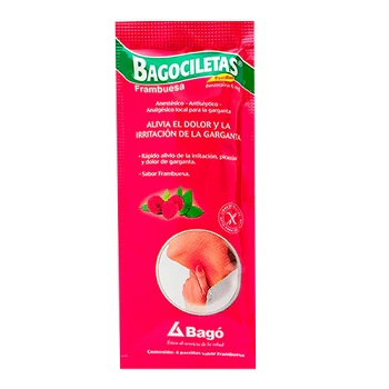 BAGOCILETAS FRAMBUESA BENZOCAINA 6MG  4PASTILLAS SOBRE X1